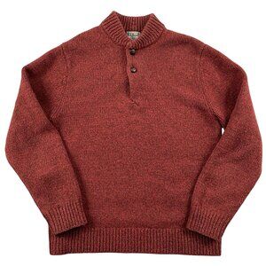L.L. Bean Sweater Mens Medium Red 100% Lambs Wool Pullover